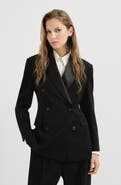 Brunello Cucinelli Viscose and virgin wool tuxedo jacket with monili