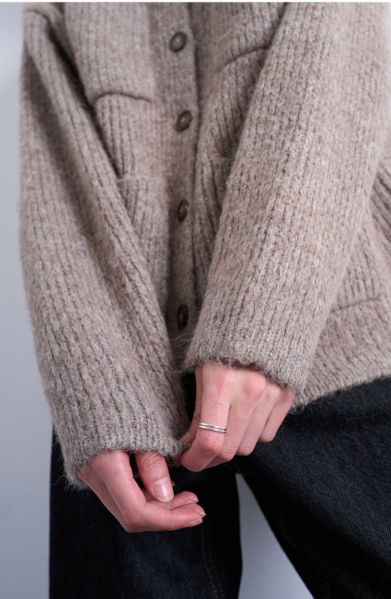 Topshop Double Pocket Cardigan, Alternate, color, Stone