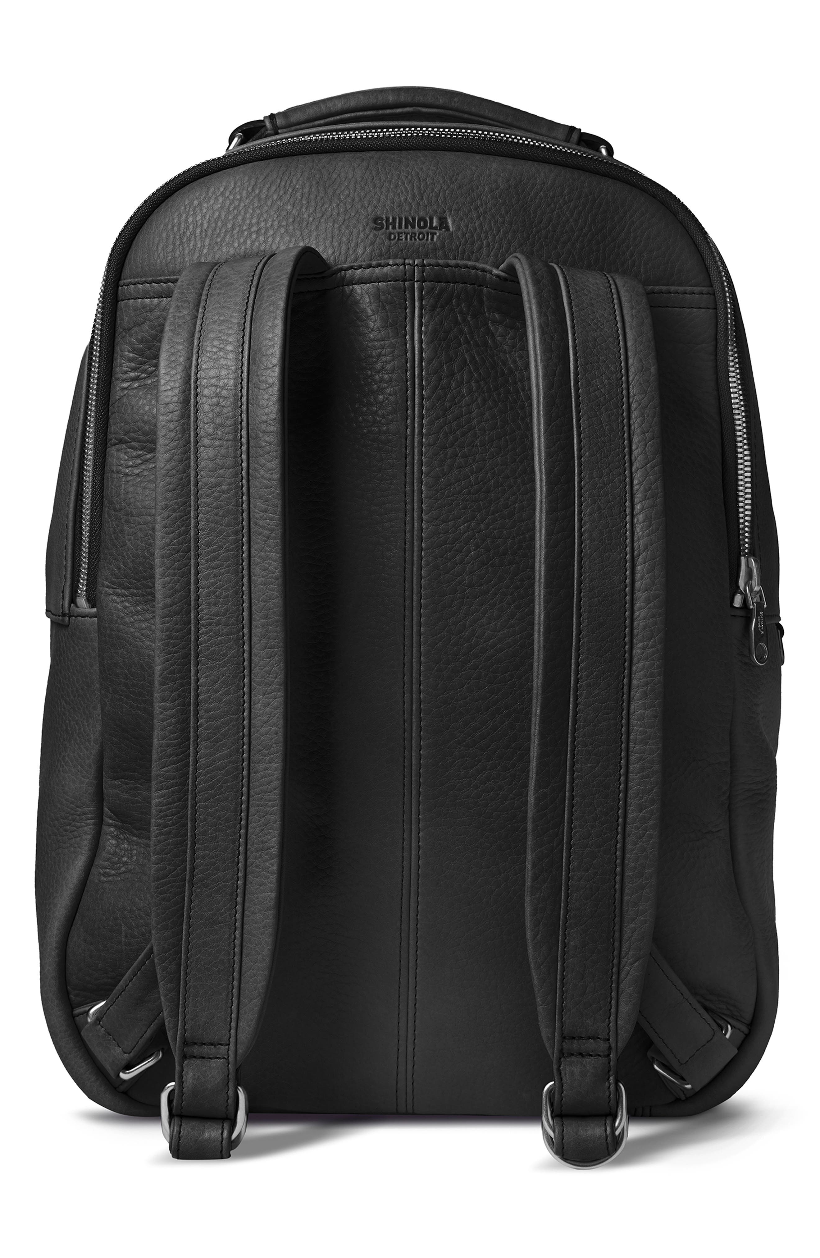 Shinola Runwell Leather Backpack, Alternate, color, Black