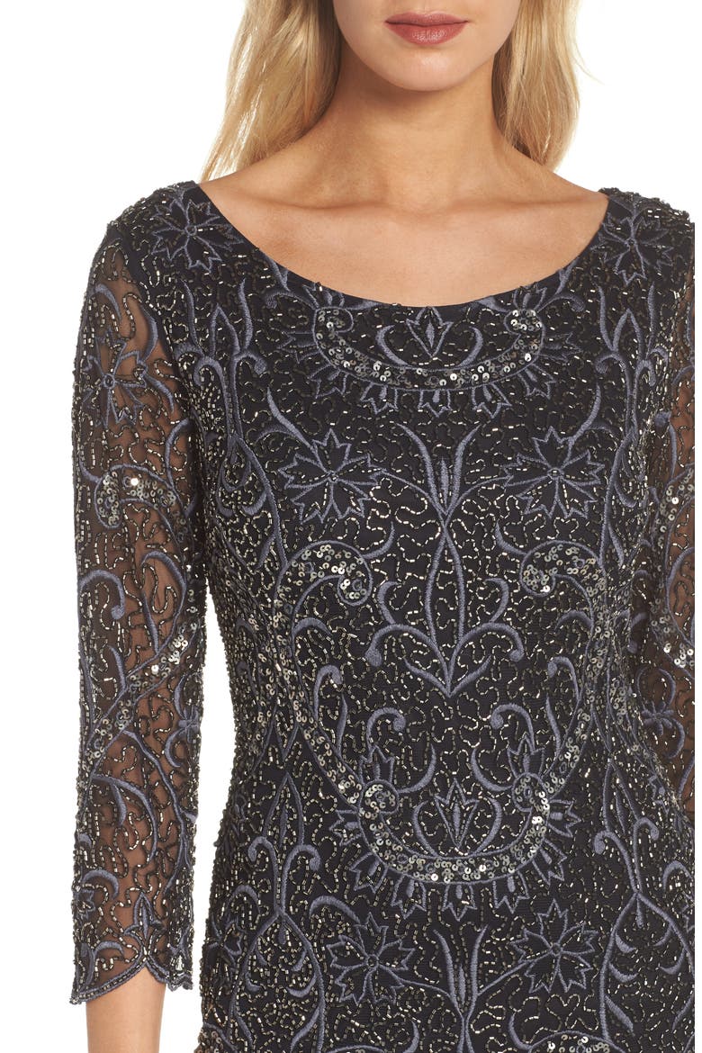 Embroidered Cocktail Dress, Alternate, color, BLACK