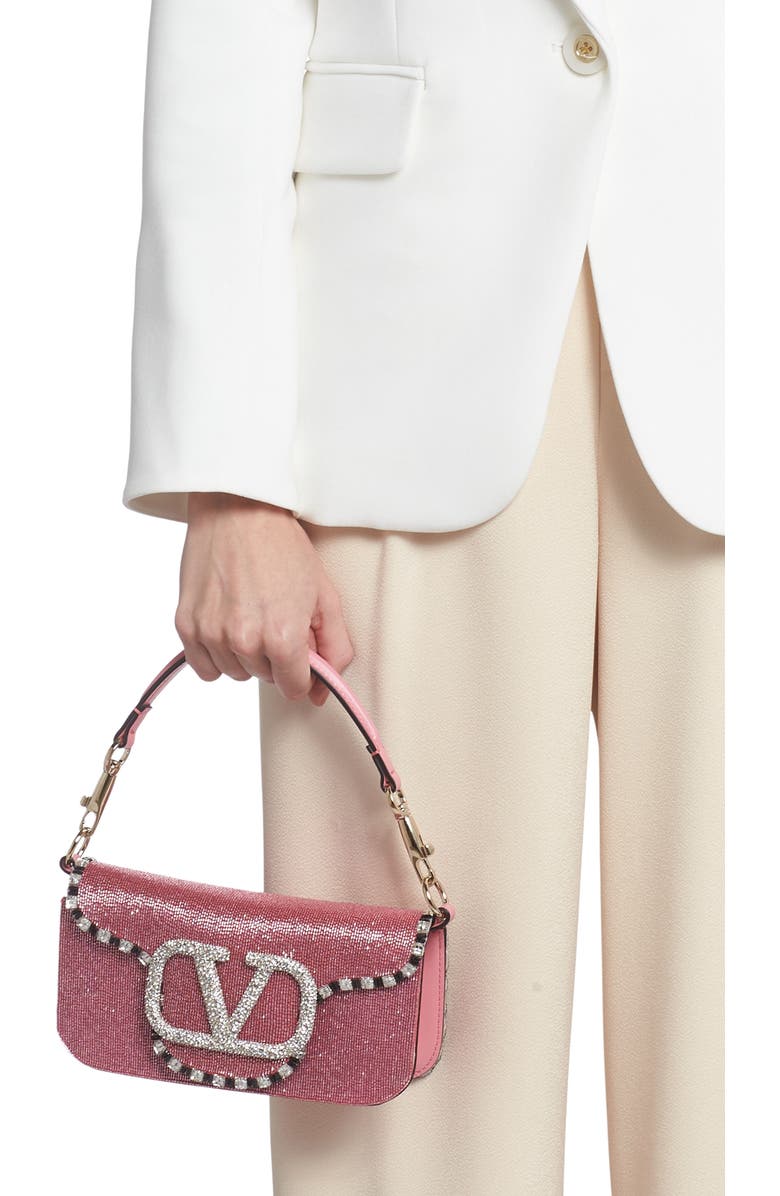 Valentino Garavani Small Locò Embellished Silk Shoulder Bag, Alternate, color,