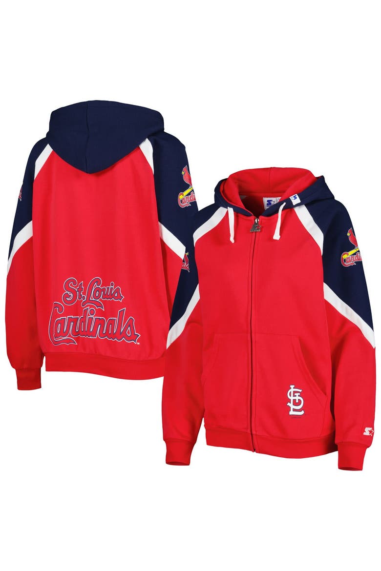 Women's Starter Red/Navy St. Louis Cardinals Hail Mary Full-Zip Hoodie, Main, color, Red