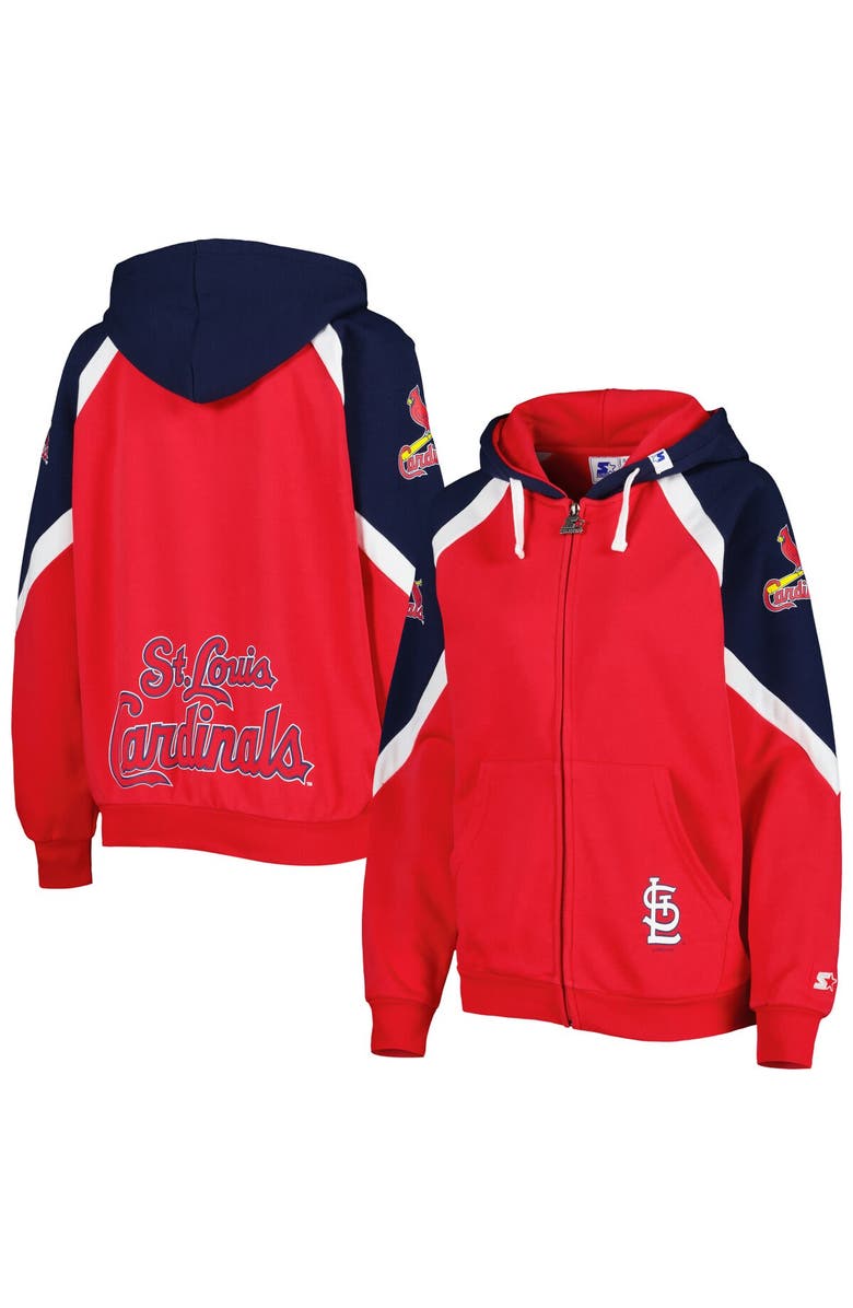 STARTER Women's Starter Red/Navy St. Louis Cardinals Hail Mary Full-Zip Hoodie, Main, color, Red