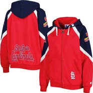 STARTER Women's Starter Red/Navy St. Louis Cardinals Hail Mary Full-Zip Hoodie