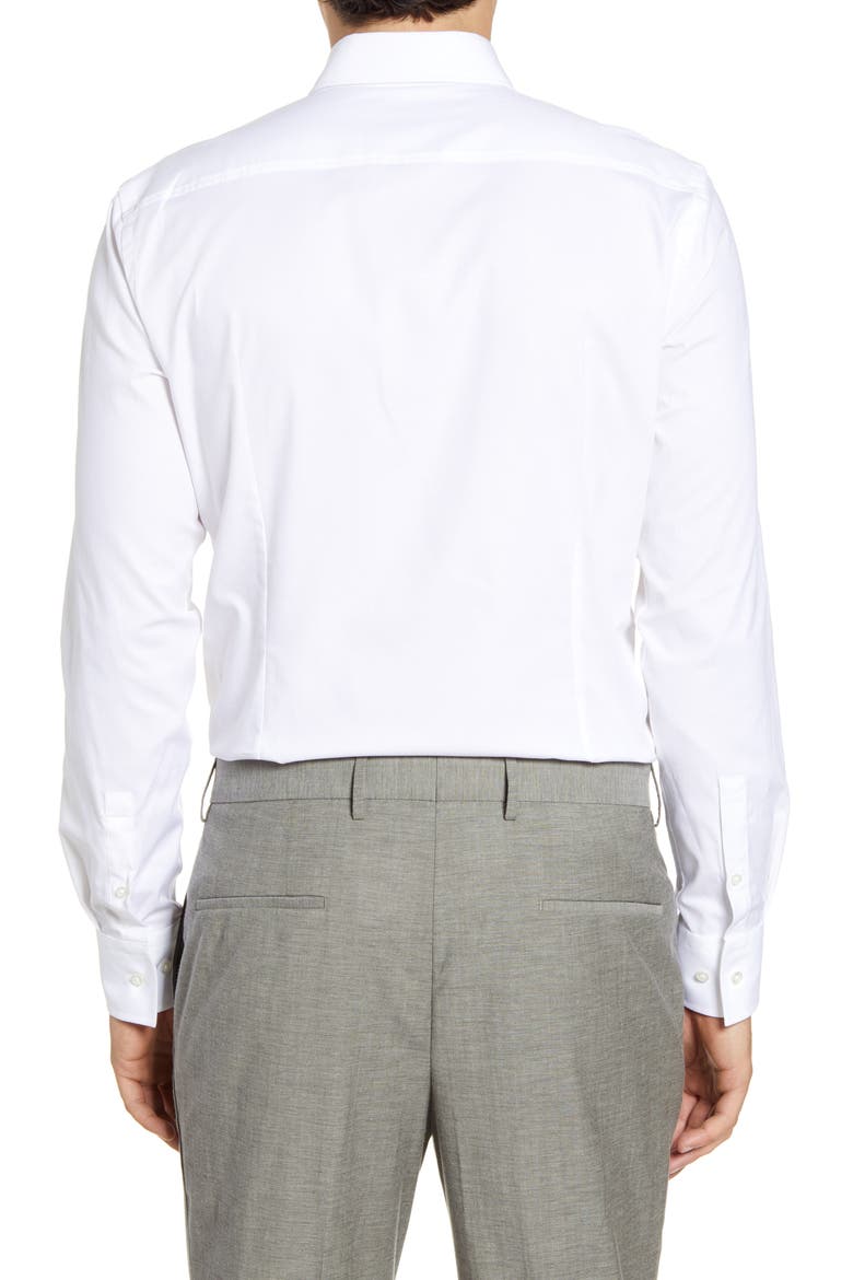 Slim Fit Solid Stretch Cotton Dress Shirt, Alternate, color, WHITE