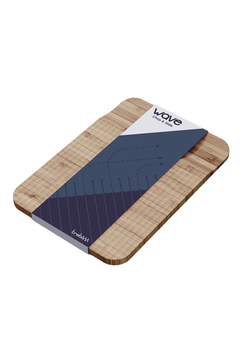 Wave Pattern Chop & Slide Medium Bamboo Chopping Board, Alternate, color, BLUE