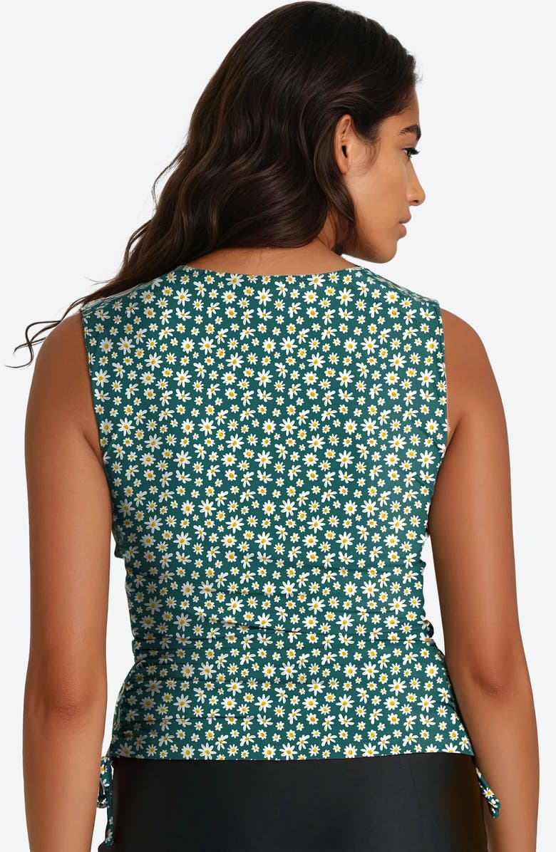 Calypsa Closed Back Maya Swim Top, Alternate, color, Dark Jade Daisies
