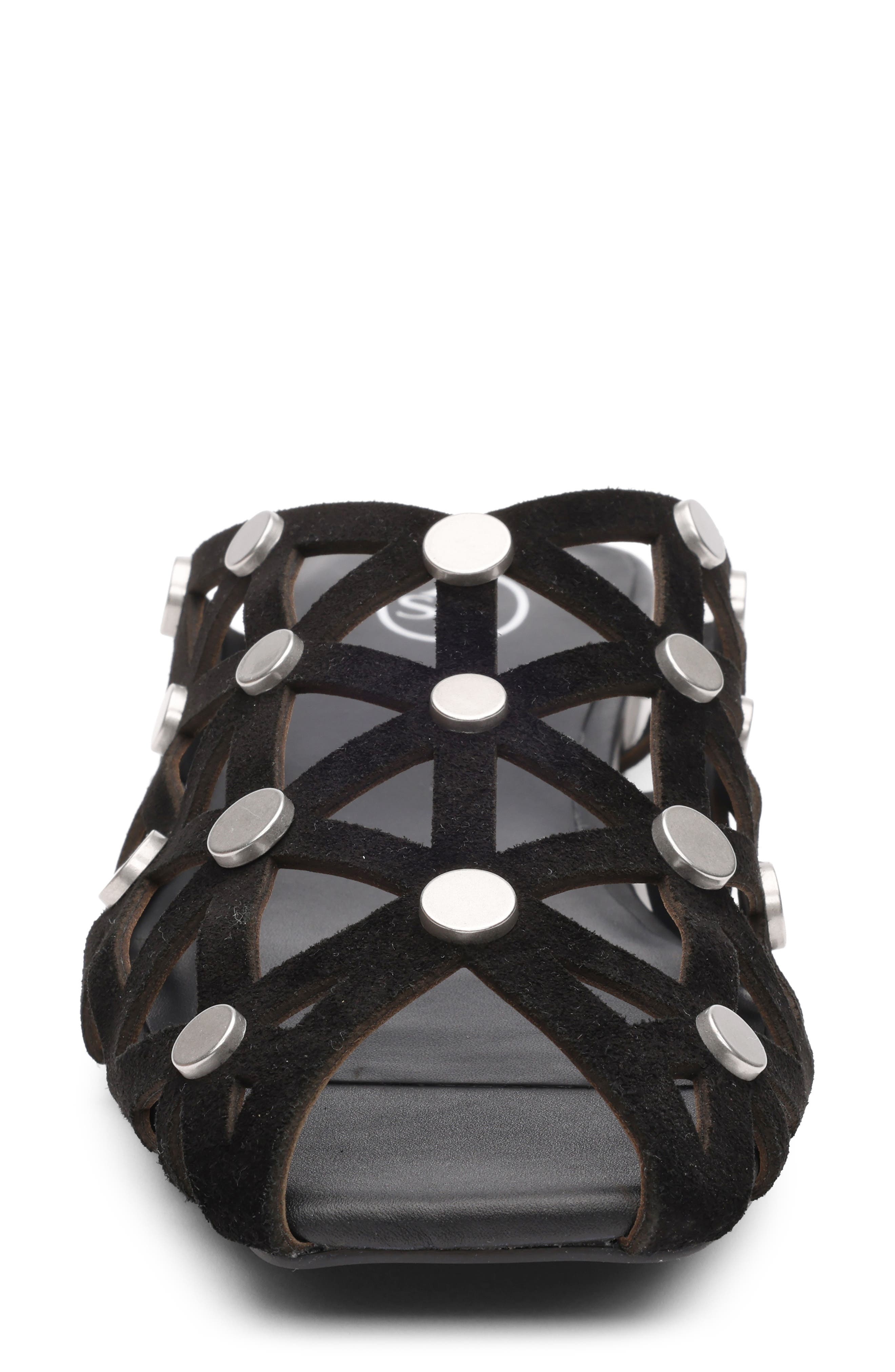 Ash Bone Studded Cutout Slide Sandal, Alternate, color, Black