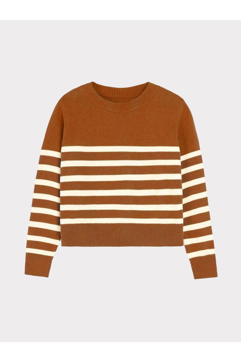 Long Sleeve Boxy Stripe Crew Sweater, Alternate, color, Ginger & Soft White