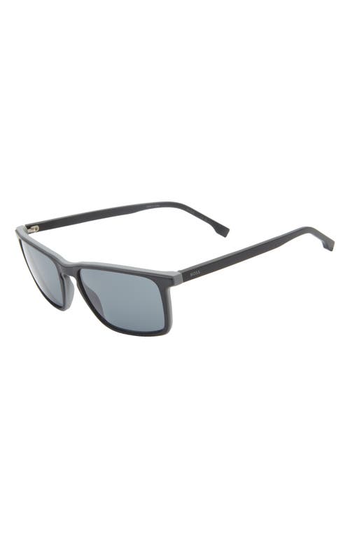 Hugo Boss Boss 57mm Rectangle Sunglasses In Matte Black Grey