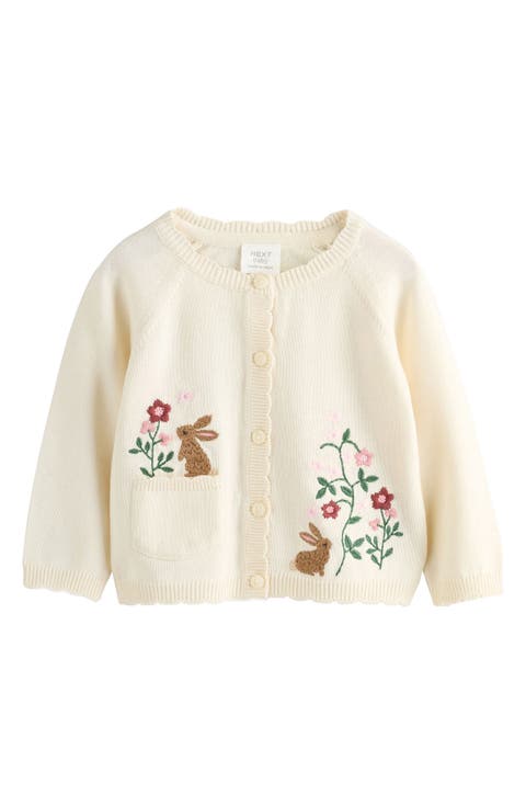 Kids' Embroidered Cotton Cardigan