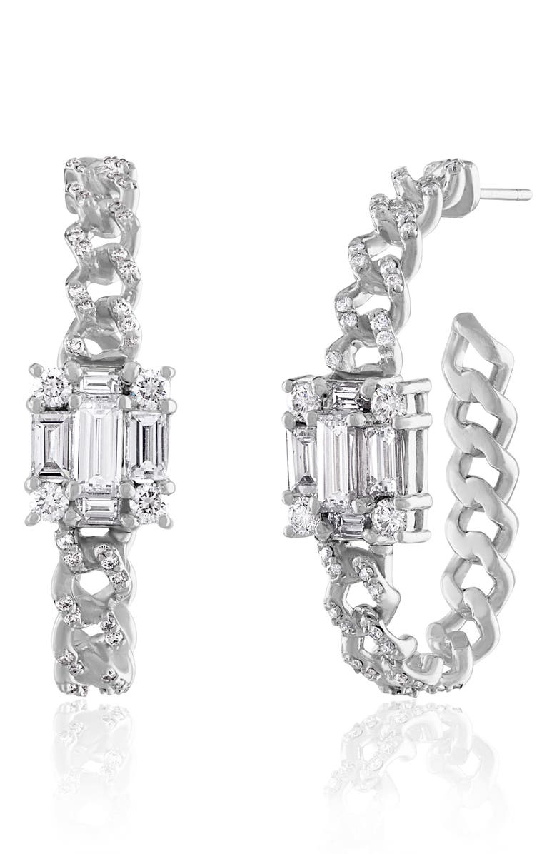 Mindi Mond Oval Link Diamond Hoop Earrings, Main, color, 18K White Gold