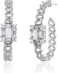 Mindi Mond Oval Link Diamond Hoop Earrings