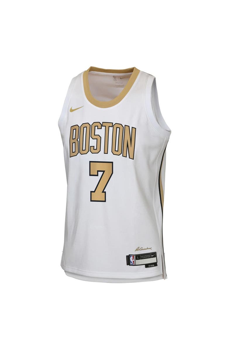 Nike Youth Nike Jaylen Brown White Boston Celtics 2025/26 City Edition Swingman Jersey, Alternate, color, White