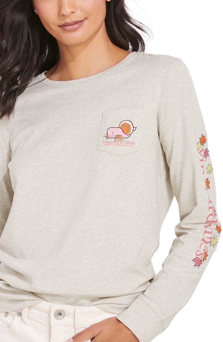 vineyard vines Thanksgiving Long Sleeve Graphic Cotton Tee, Main, color,