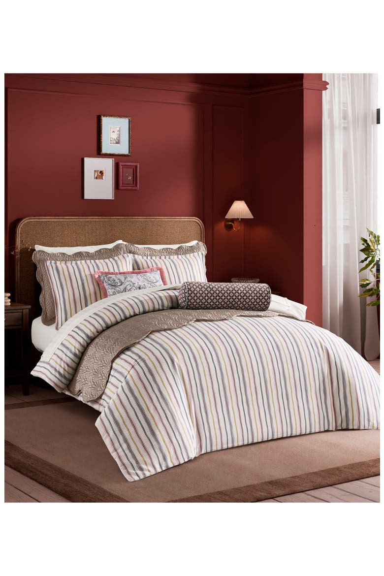 Scallop Stripe Duvet Cover & Pillow Shams Set, Alternate, color, IVORY MULTI