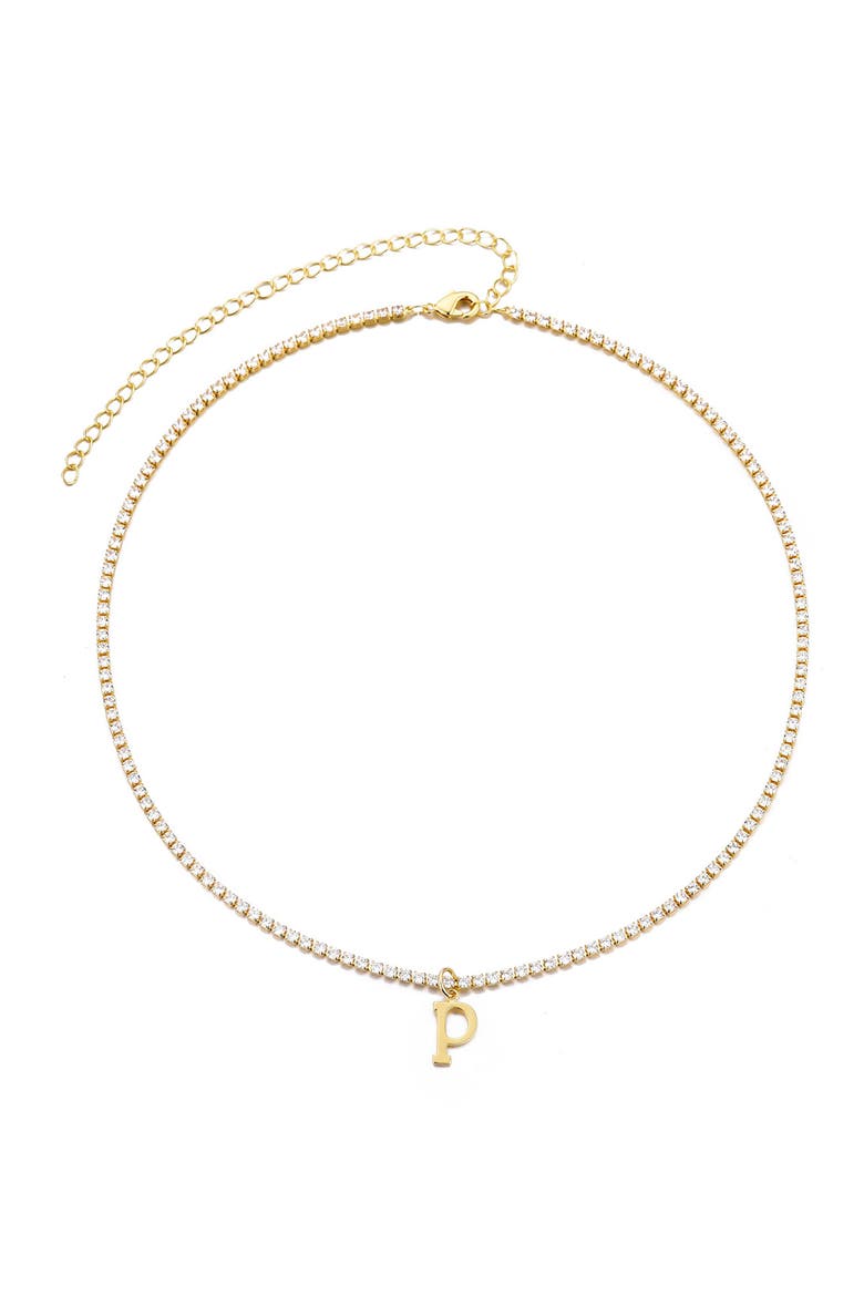 Initial Charm Tennis Necklace, Alternate, color, GOLD-P