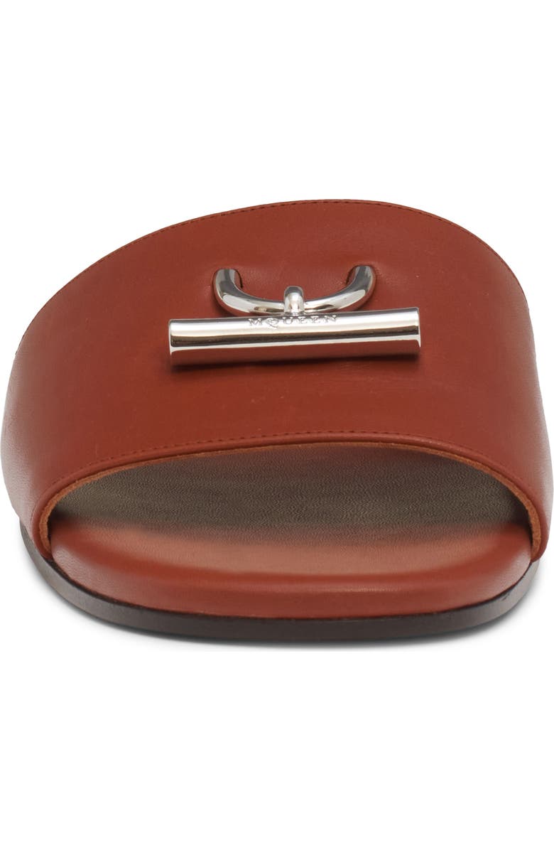 McQueen Arc Flat Slide Sandal, Alternate, color, Siena/ Silver