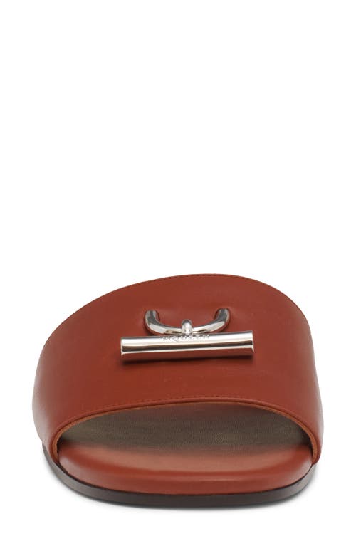 Alexander Mcqueen Arc Flat Slide Sandal In Siena/silver