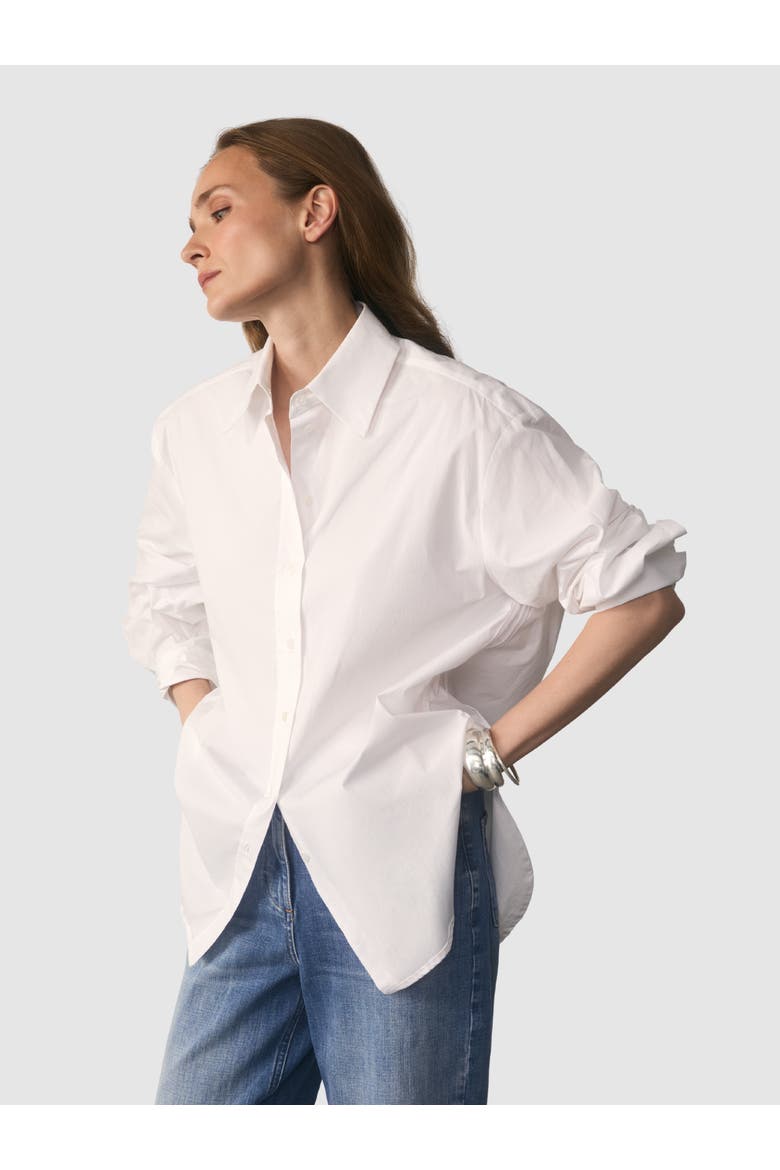 Claudia Cotton Blend Long Sleeve Shirt, Main, color, White