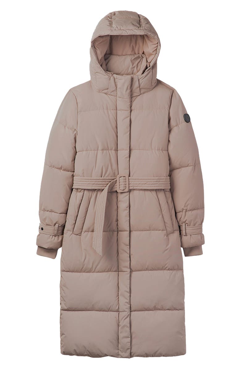 Noize Mara Belted Maxi Puffer Coat with Removable Hood, Alternate, color, Bone