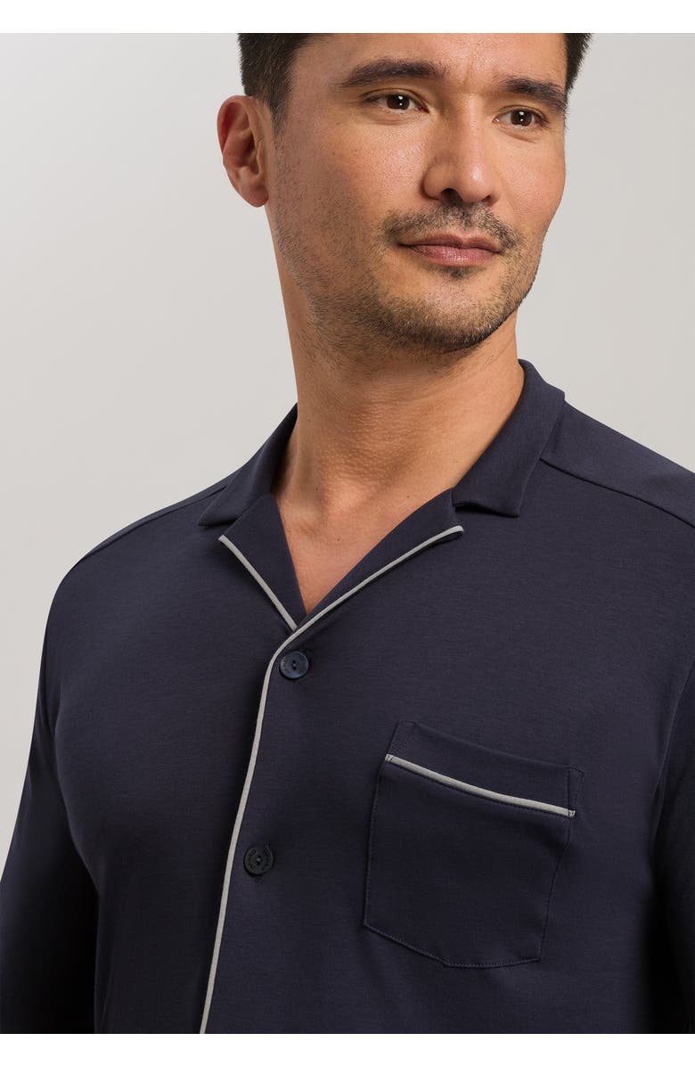 Hanro Night and Day Button Front Cotton Pajama Set, Alternate, color, Black Iris