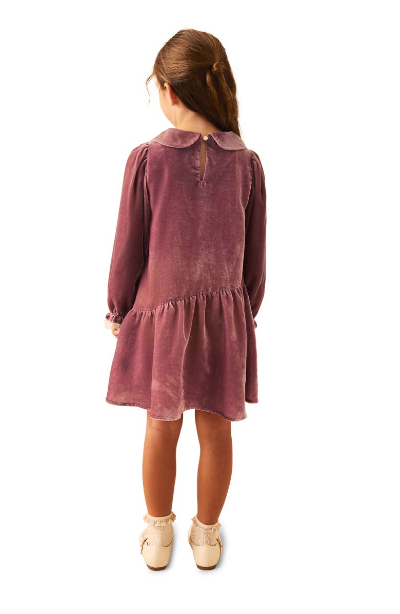Laura Ashley Kids' Long Sleeve Velvet Party Dress, Alternate, color, Pink