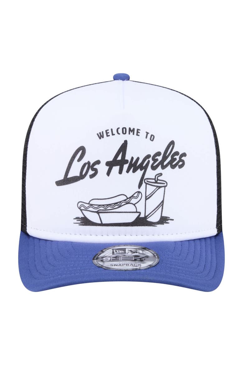 Men's New Era  White/Royal Los Angeles Dodgers Foodie A-Frame 9FIFTY Trucker Snapback Hat, Alternate, color, White