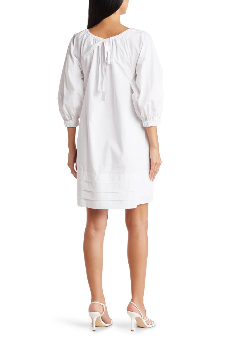 Pleated Hem Cotton Minidress, Alternate, color, WHITE