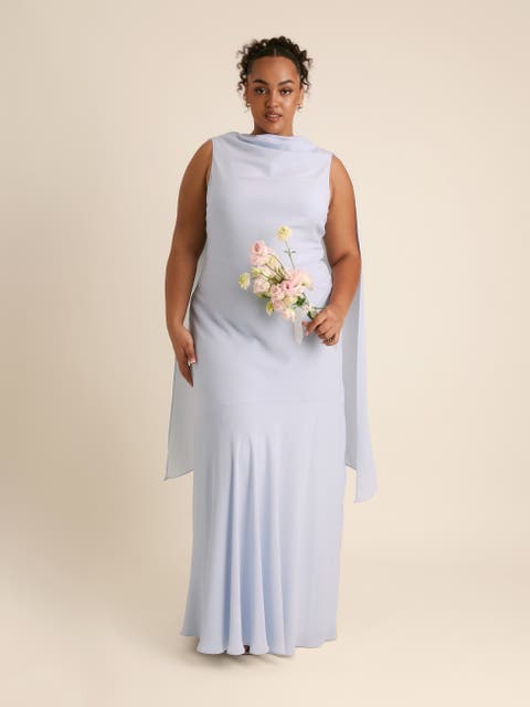 High Cowl Drape Chiffon Bridesmaid Dress