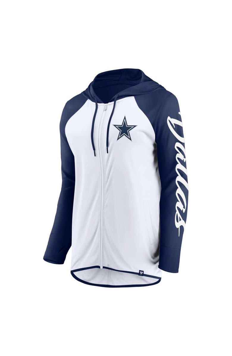 FANATICS Women's Fanatics White/Navy Dallas Cowboys Script Full-Zip Hoodie, Alternate, color, White
