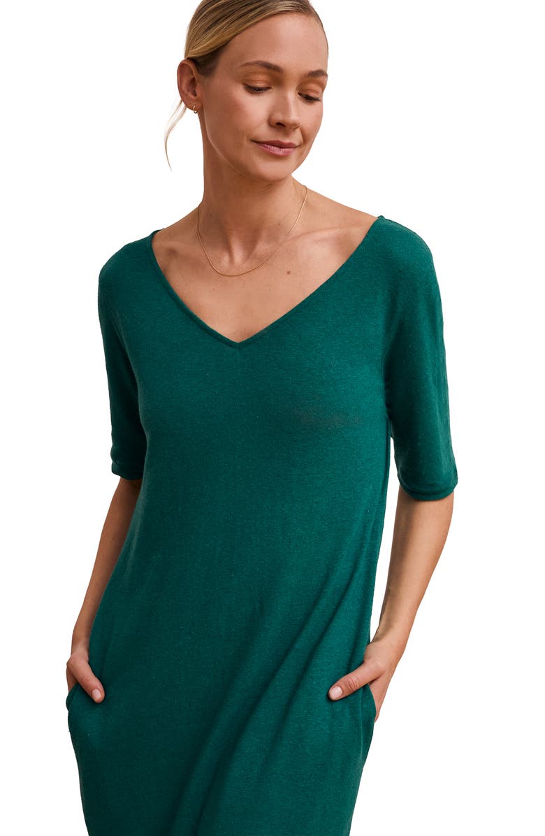 Celtic & Co. Linen Blend V-Neck Midi Dress, Alternate, color, Teal