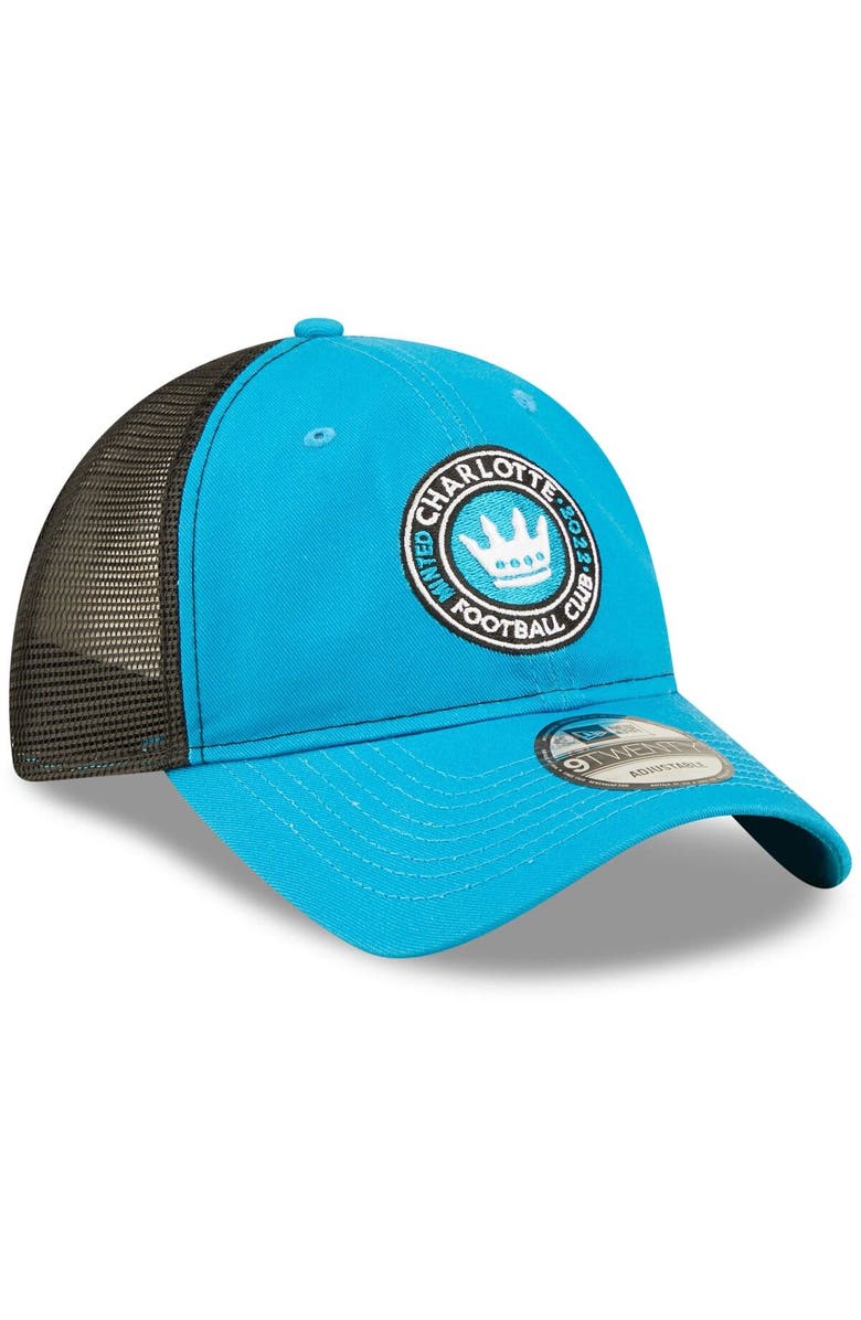 New Era Men's New Era Blue/Black Charlotte FC Team Trucker 9TWENTY Snapback Hat, Alternate, color, 