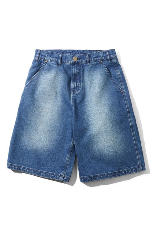Butter Goods Work Denim Shorts in Distressed Indigo 