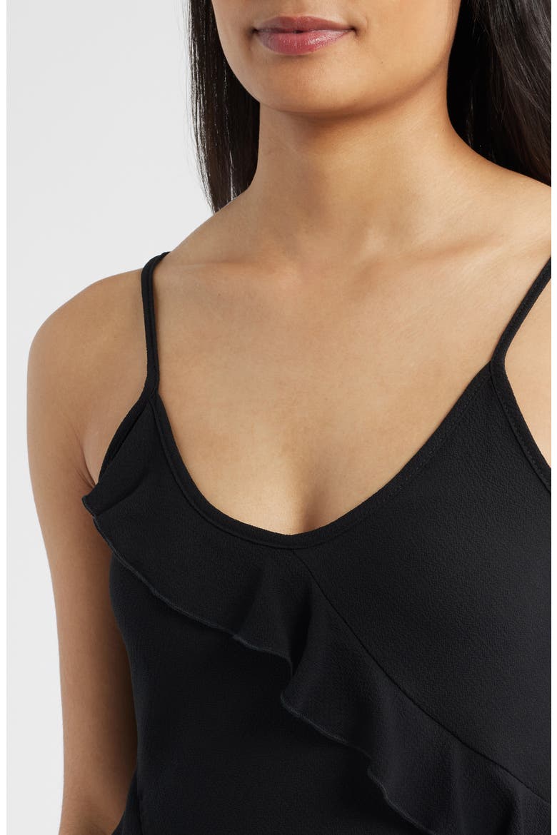 Ruffle Crepe Camisole, Alternate, color, BLACK