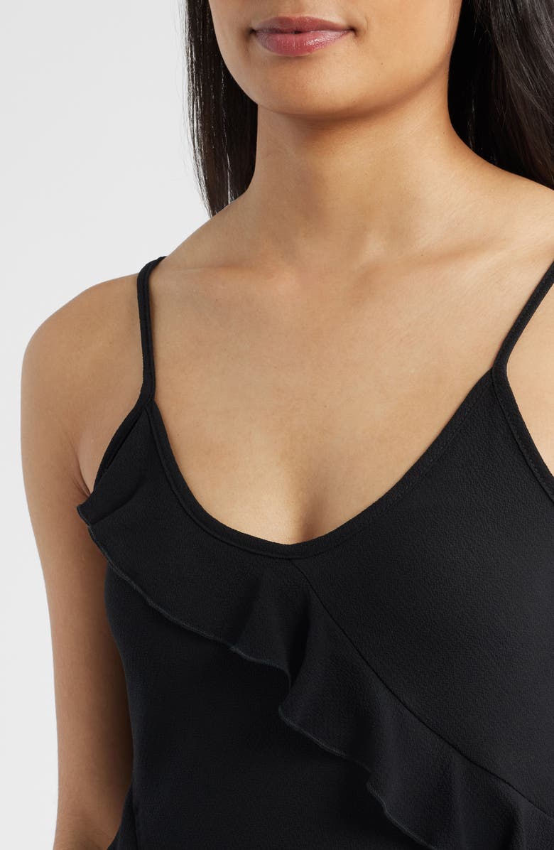 Loveappella Ruffle Crepe Camisole, Alternate, color, Black
