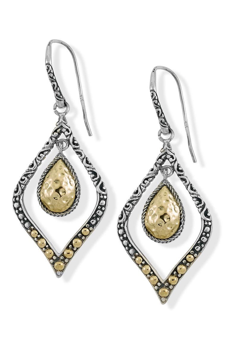 Hammered Drop Earrings, Main, color, SILVER AND GOLD