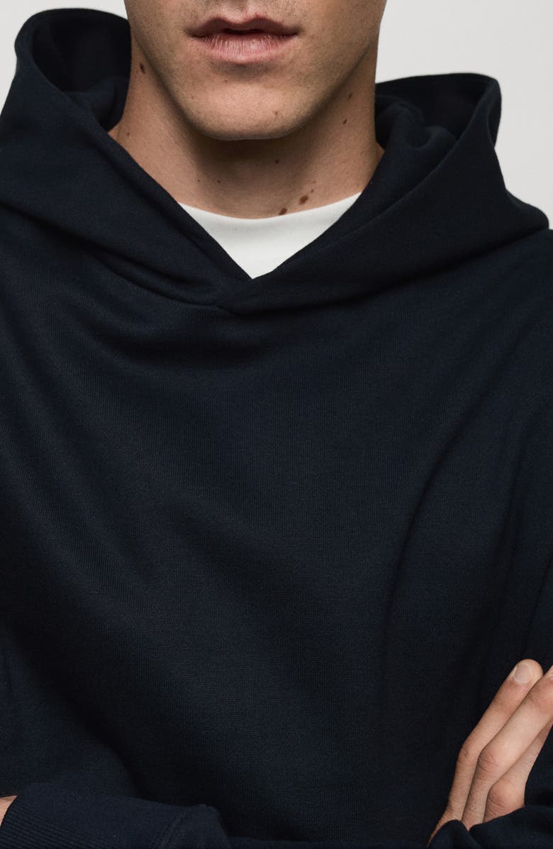 MANGO Cotton Blend Hoodie, Alternate, color, Dark Navy