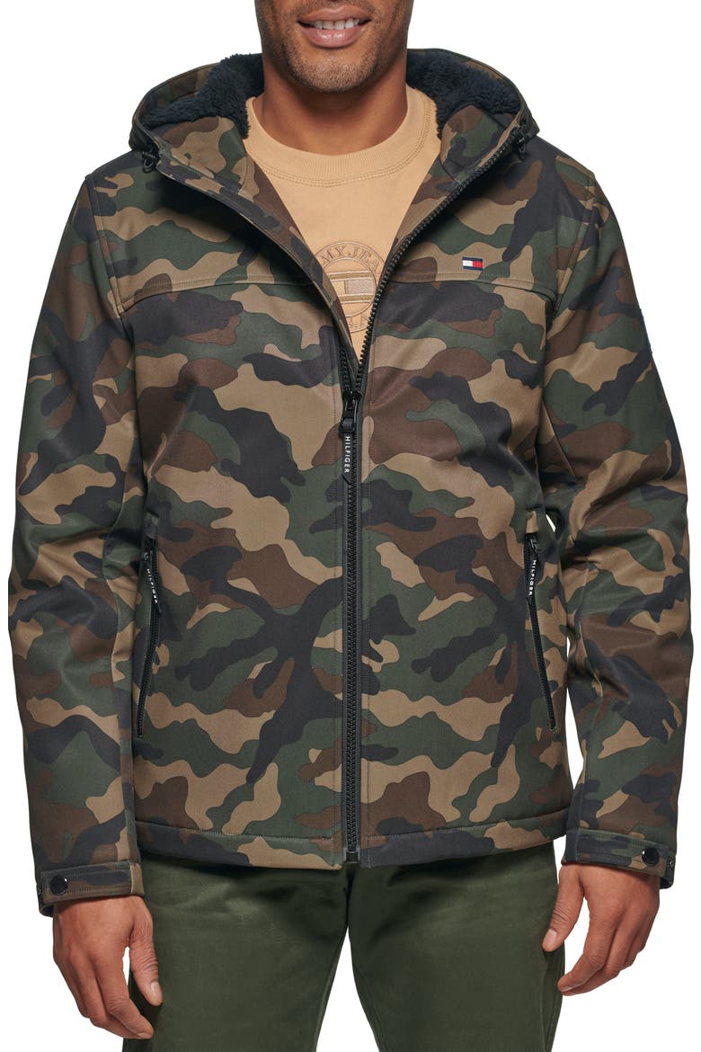 Faux Shearling Lined Softshell Jacket, Main, color, CAMOUFLAGE