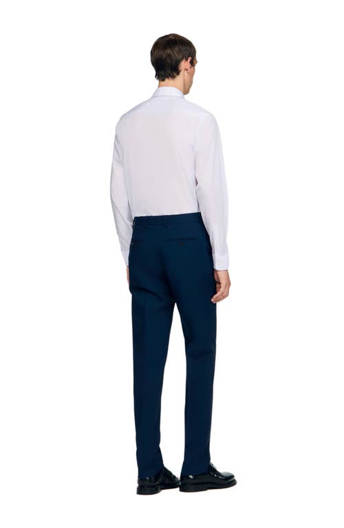 Sandro Wool Suit Trousers In Blue
