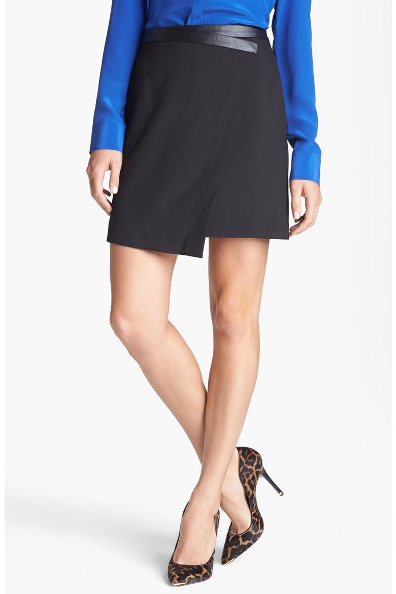 Asymmetrical Faux Wrap Skirt, Main, color, BLACK