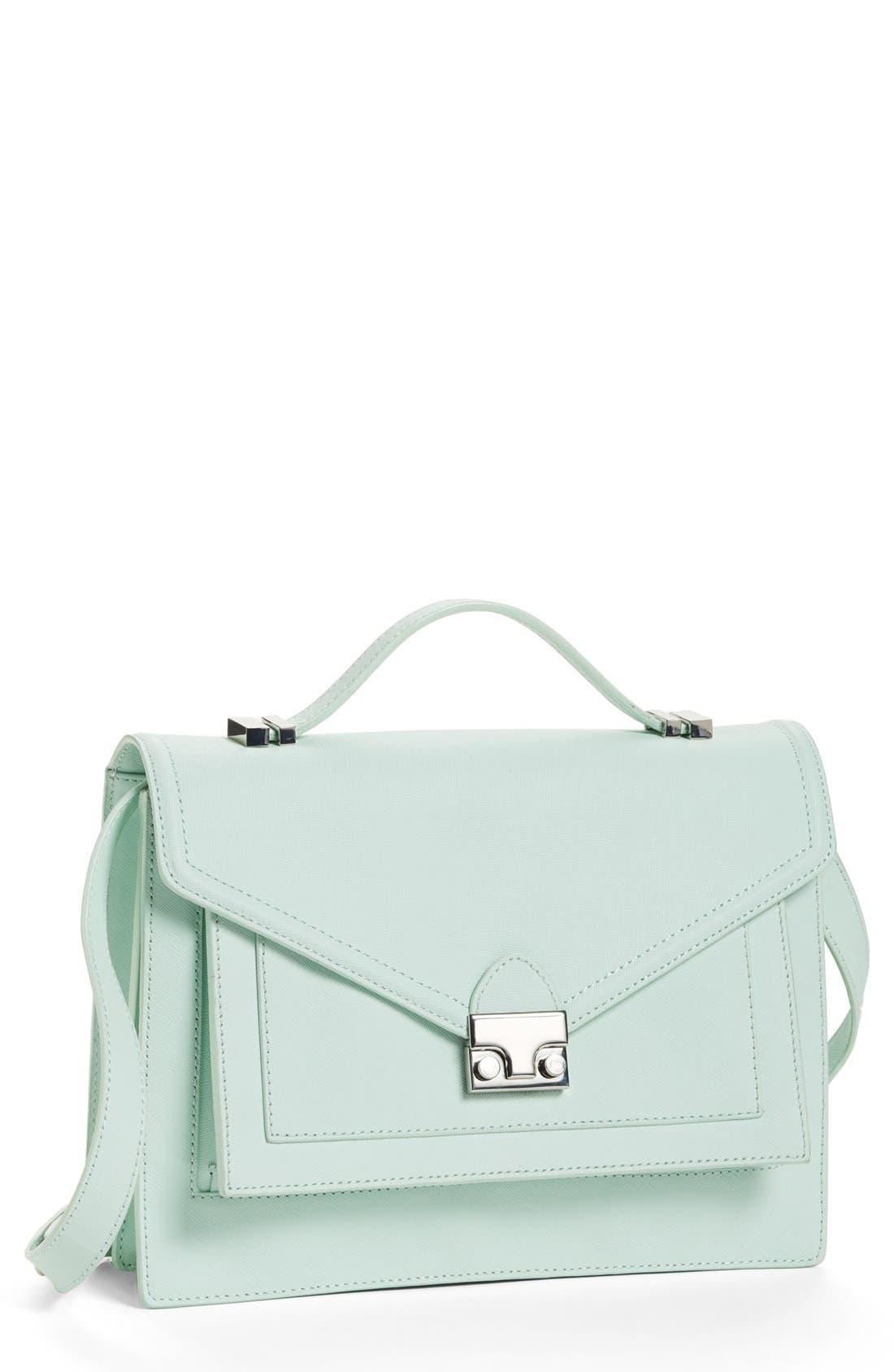 'Rider' Leather Satchel, Main, color, MINT