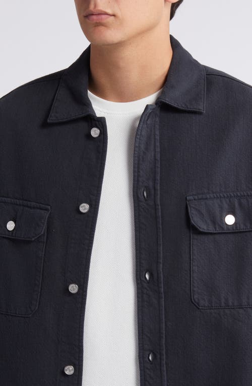 Frame Textured Terry Overshirt In Black