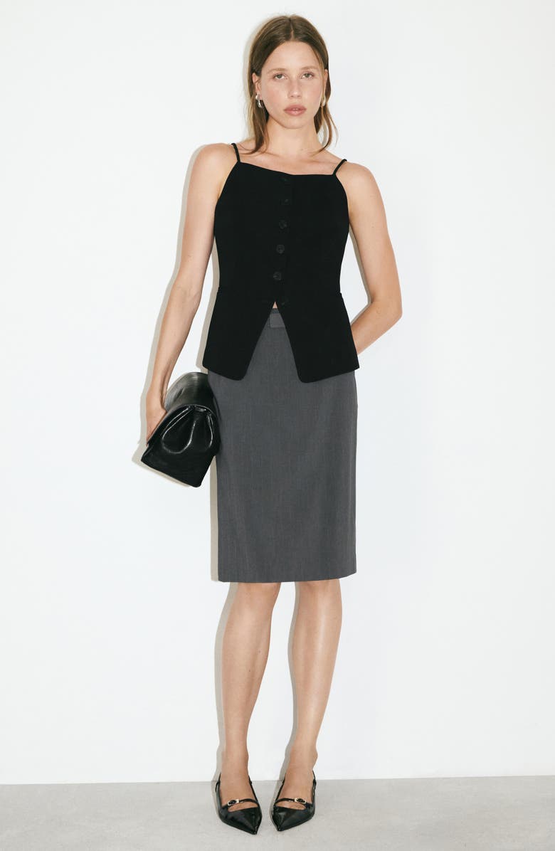 MANGO Button-Front Top, Alternate, color,