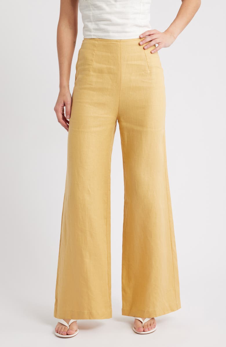 Faithfull the Brand Syna Wide Leg Linen Pants, Main, color, Marigold