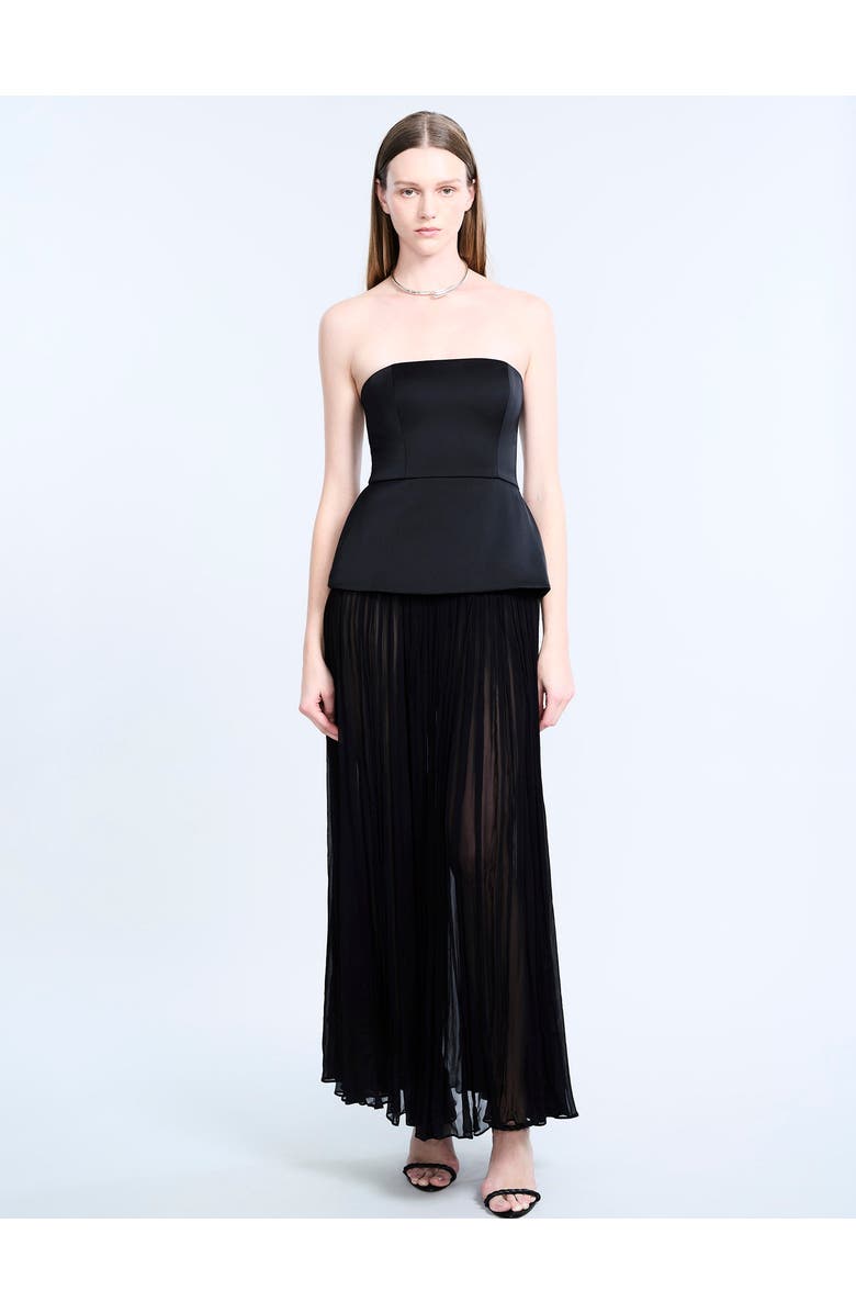 BCBGMAXAZRIA Strapless Peplum Gown, Main, color, Black