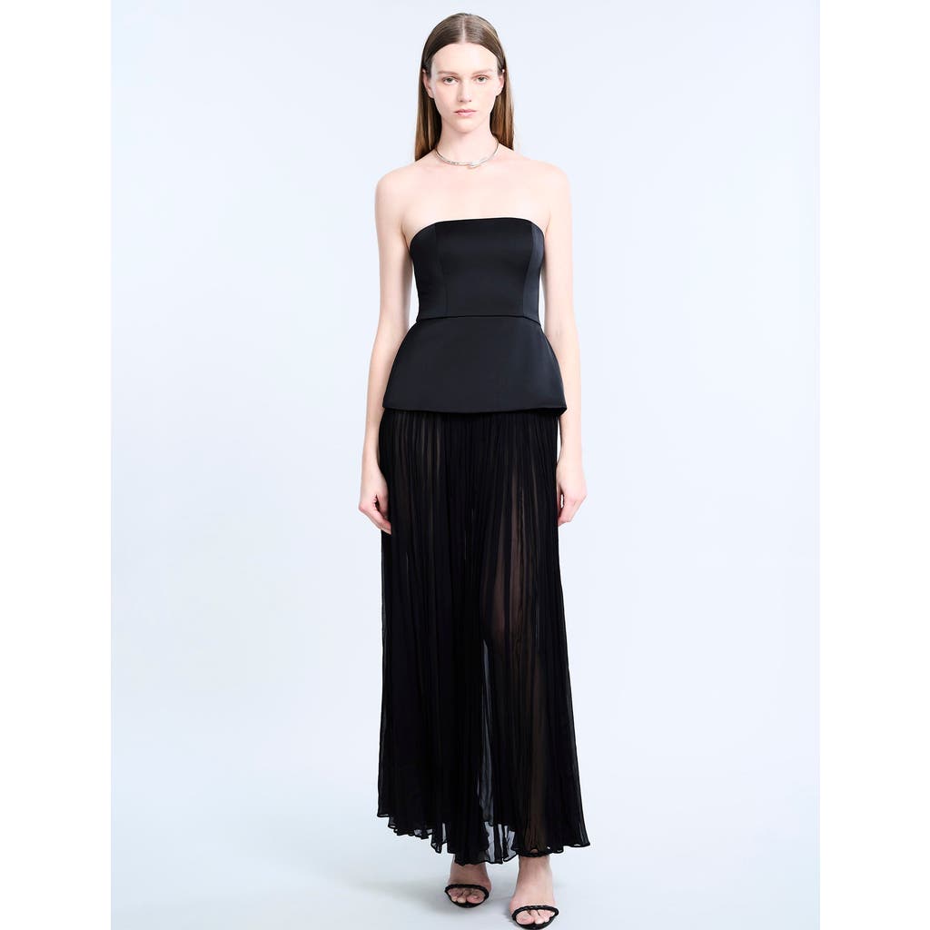 Bcbg Strapless Peplum Gown In Black