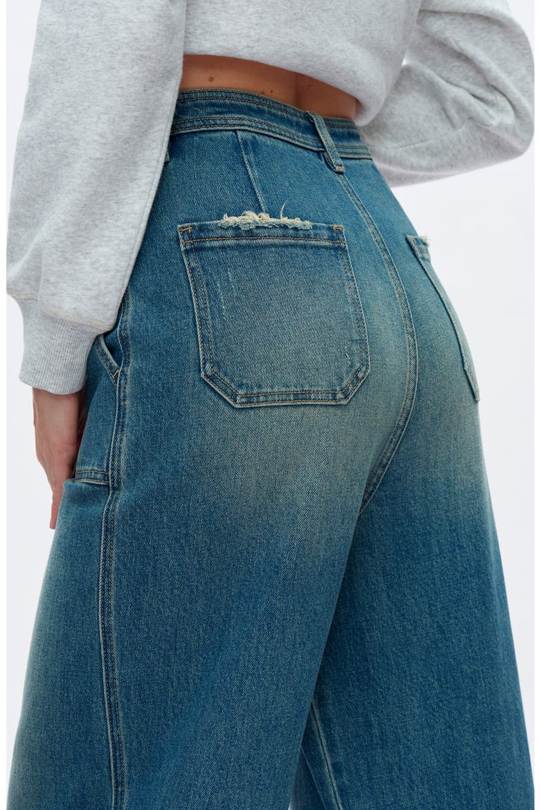 High Waist Cuffed Raw Hem Wide Leg Jeans, Alternate, color, VINTAGE MEDIUM BLUE