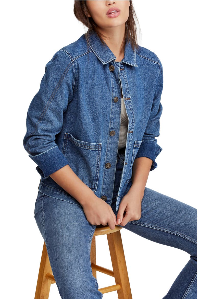 Denim Utility Jacket, Alternate, color, DARK DENIM
