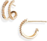 Anzie x Mel Soldera Dew Drop Pavé Diamond Double Row Huggie Hoop Earrings